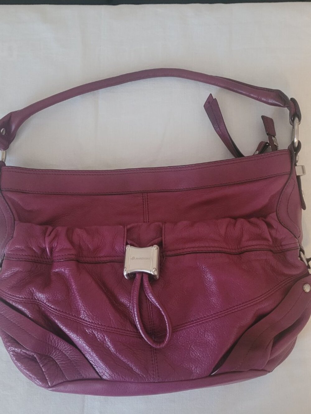 Purple Leather B. Makowsky Purse Plum Color Slouch